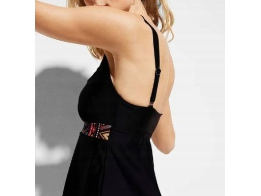 B.P.C top tankini czarny w kolorowe wzory dłuższy model r.40