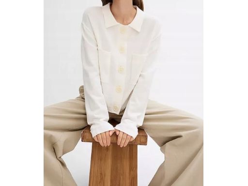 B.P.C sweter śmietankowy z kołnierzykiem na guziki ^52/54