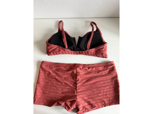 B.P.C bikini w strukturalne paski brąz marsala szorty r.42