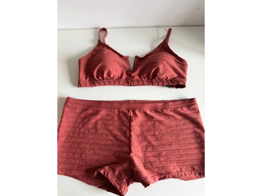 B.P.C bikini w strukturalne paski brąz marsala szorty r.42