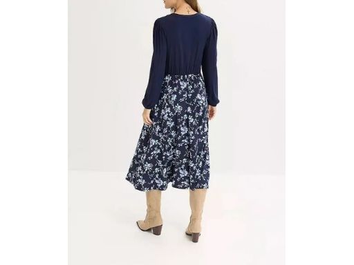 B.P.C sukienka midi granatowa w kwiaty shirtowa r.44/46