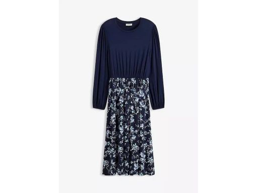 B.P.C sukienka midi granatowa w kwiaty shirtowa r.44/46