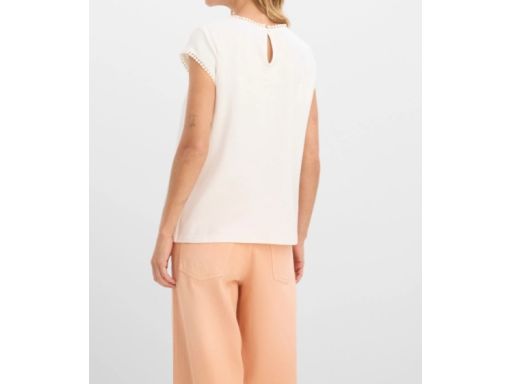 B.P.C t-shirt damski biel wełny z ażurową wstawką 44/46.
