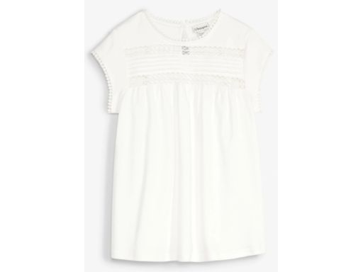 B.P.C t-shirt damski biel wełny z ażurową wstawką 44/46.