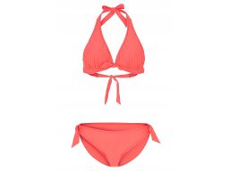 Bikini trójkątne miseczki wiązane koralowy r.40