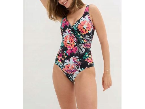 B.P.C kostium kąpielowy shape czarny w kolorowe kwiaty modelujący 48.