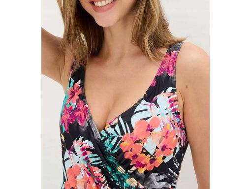 B.P.C kostium kąpielowy shape czarny w kolorowe kwiaty modelujący 48.