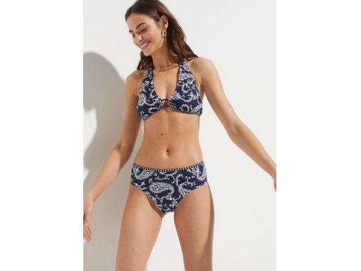 B.P.C bikini z wiązaniem na szyi granatowe we wzory ^42