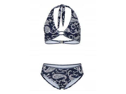 B.P.C bikini z wiązaniem na szyi granatowe we wzory 40.