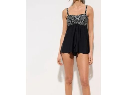 B.P.C czarne tankini w białe wzory z figami 42.