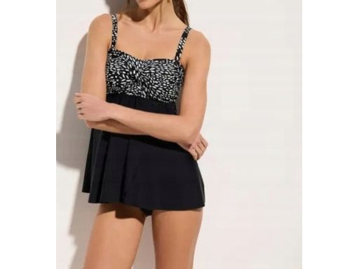 B.P.C czarne tankini w białe wzory z figami 42.