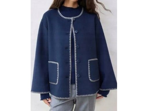 B.P.C kurtka-bluza wełniana granatowa z szalikiem 48.