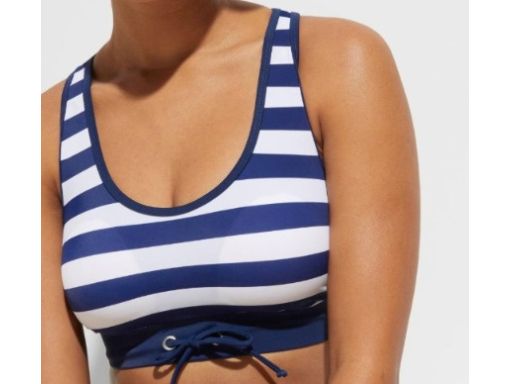 B.P.C bikini z szortami granatowo-białe w paski 48.