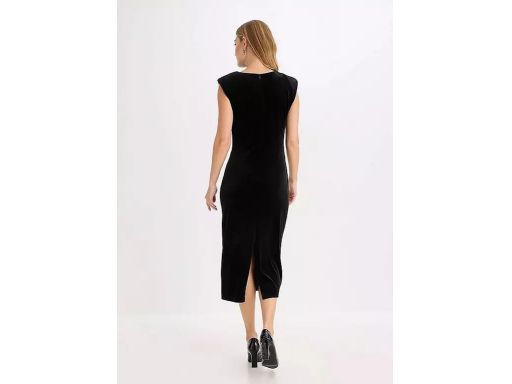 B.P.C czarna sukienka welurowa midi r.48/50