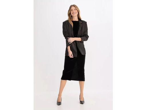 B.P.C czarna sukienka welurowa midi r.48/50