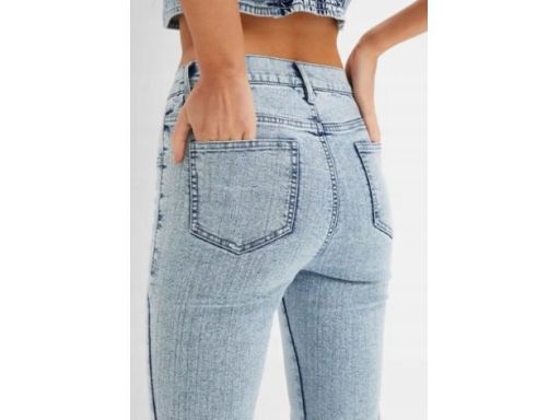 B.P.C jeansy bootcut jasnoniebieskie przecierane z przeszyciami 40.