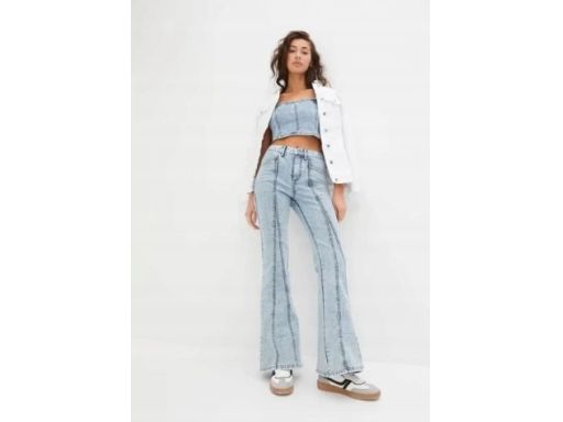 B.P.C jeansy bootcut jasnoniebieskie przecierane z przeszyciami 40.