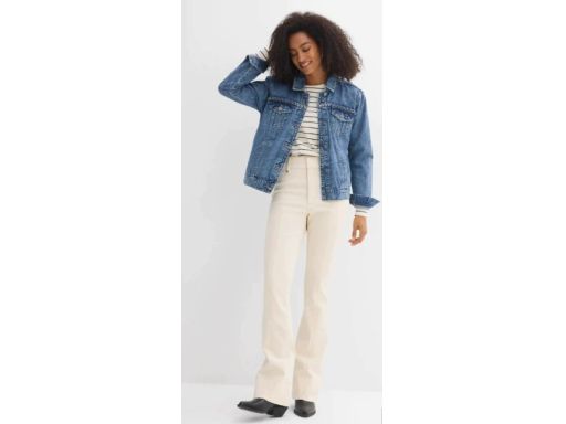 B.P.C spodnie bootcut beżowe w optyce lnu z wysokim stanem 40.