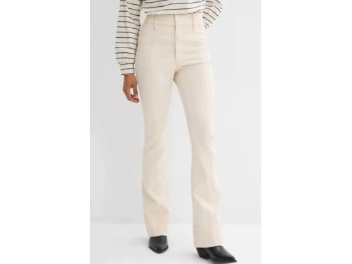 B.P.C spodnie bootcut beżowe w optyce lnu z wysokim stanem 40.