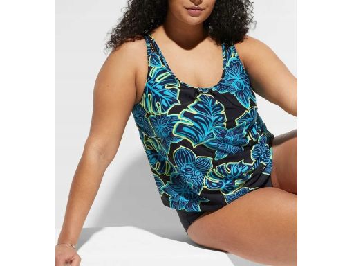 B.P.C czarne tankini w kolorowe kwiaty z figami 54.