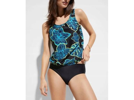 B.P.C czarne tankini w kolorowe kwiaty z figami 54.
