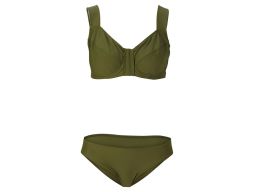 B.P.C bikini khaki miękkie miseczki na fiszbinach z figami r.42(80F)