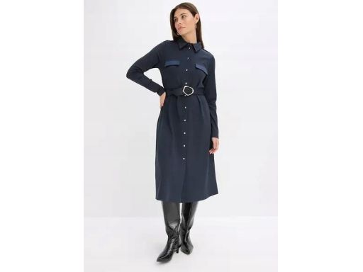 B.P.C sukienka midi ciemnoniebieska z paskiem r.44/46