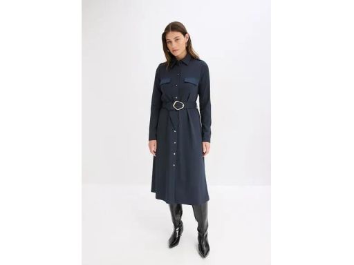 B.P.C sukienka midi ciemnoniebieska z paskiem r.44/46