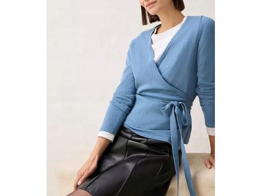 B.P.C sweterek indigo kopertowy z wełną r.40/42