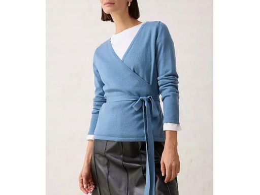 B.P.C sweterek indigo kopertowy z wełną r.40/42