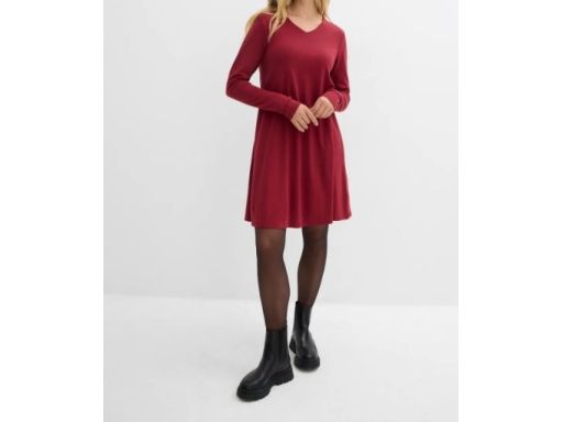 B.P.C sukienka bordowa trapezowa z wiskozy 44/46.