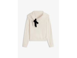 B.P.C sweter śmietankowy z dekoltem carmen i kokardą 36/38.