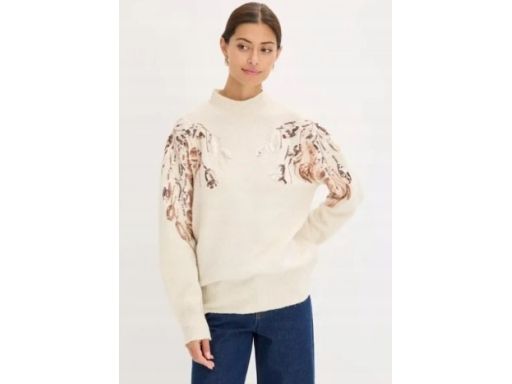 B.P.C sweter beżowy z cekinami 36/38.