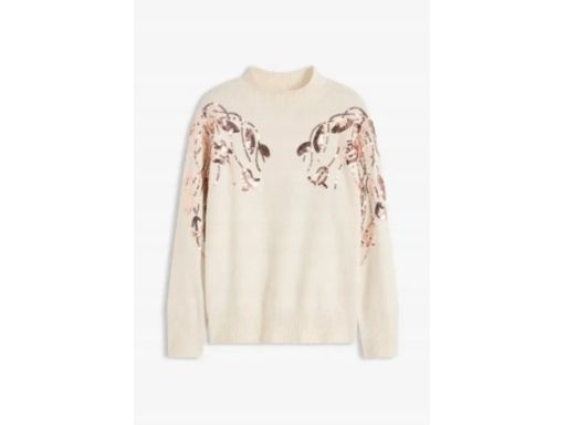 B.P.C sweter beżowy z cekinami 36/38.