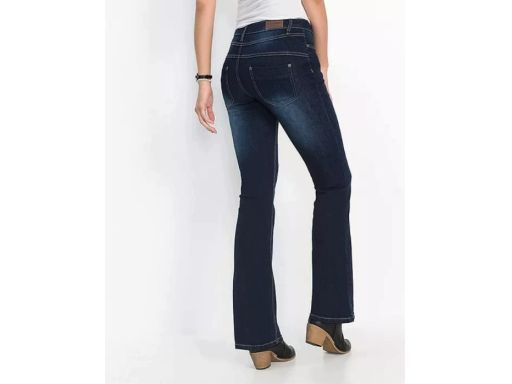 B.P.C spodnie bootcut ciemny jeans z przeszyciami r.40