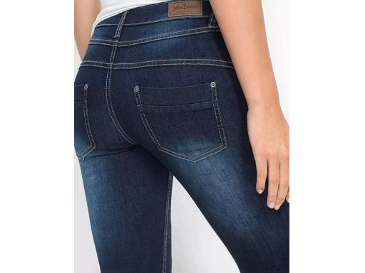 B.P.C spodnie bootcut ciemny jeans z przeszyciami r.40