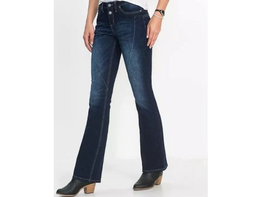 B.P.C spodnie bootcut ciemny jeans z przeszyciami r.40