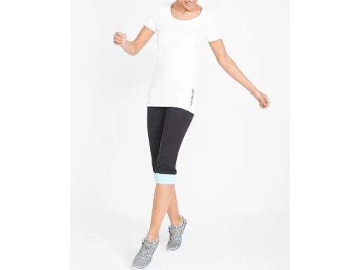 B.P.C t-shirt sportowy biały dłuższy z napisami r.44/46