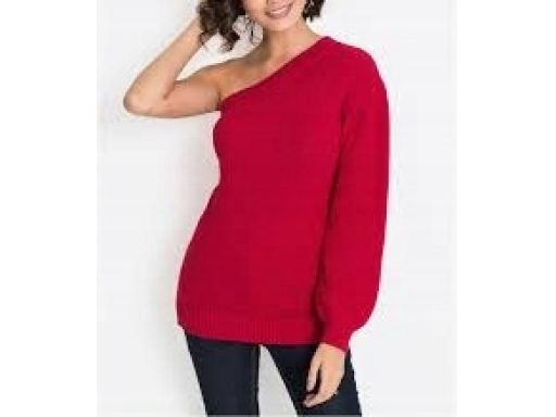 B.P.C sweter czerwony na jedno ramię 36/38.