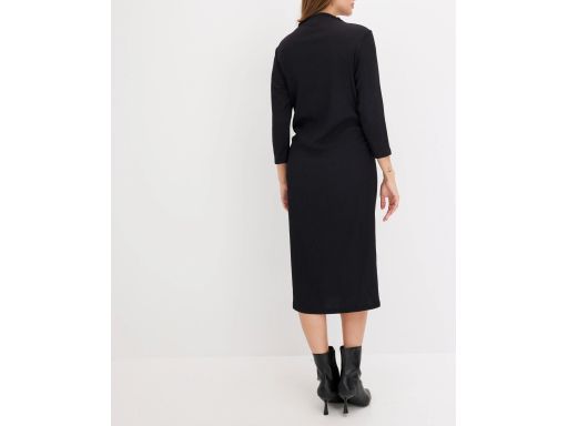 B.P.C czarna sukienka shirtowa midi z krepy r.40/42