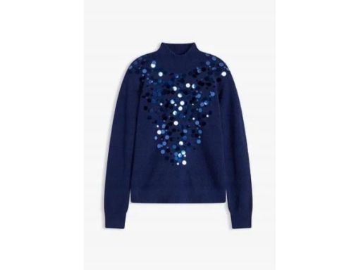 B.P.C sweter z półgolfem granatowy z cekinami 44/46.