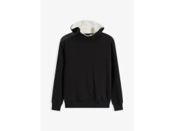 B.P.C bluza męska czarna z kapturem ocieplana jasnym polarem L.