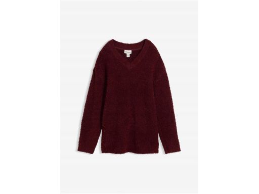 B.P.C sweter bordowy z przędzy boucle w serek 48/50.