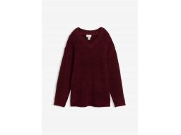 B.P.C sweter bordowy z przędzy boucle w serek 48/50.