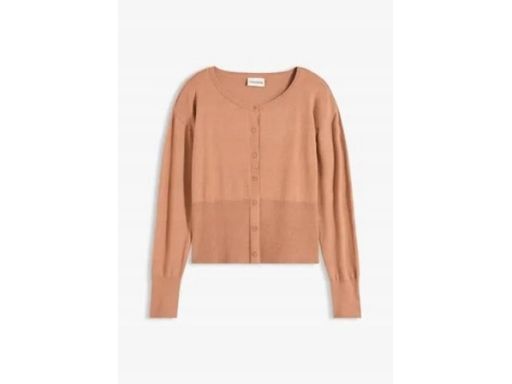 B.P.C sweter dzianinowy brązowy rozpinany okrągły dekolt 48/50.