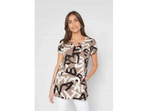 B.P.C t-shirt dłuższy z kieszeniami we wzory 40/42.