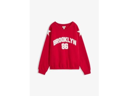 B.P.C bluza czerwona z nadrukiem 48/50.
