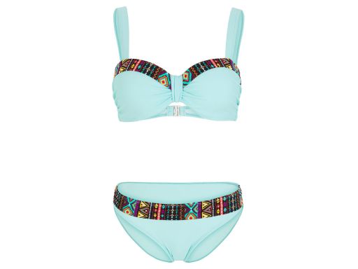 B.P.C bikini na fiszbinach usztywniane turkusowe ze wzorkiem r.42(80D)
