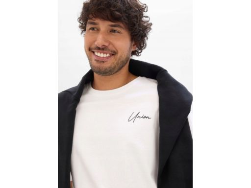 B.P.C męski t-shirt biały z grubszej bawełny z małym nadrukiem 3XL.