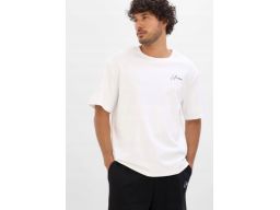 B.P.C męski t-shirt biały z grubszej bawełny z małym nadrukiem 3XL.